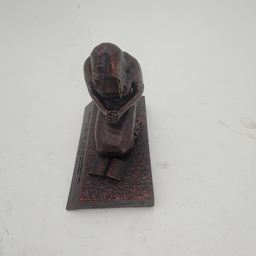 Moments of Faith Praying Woman Sculpture 4.75”T  laser-engraved Psalm 34:4: - Picture 3 of 9